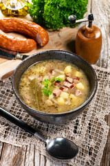 Sour soup in bowl.