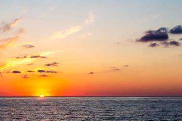 Obraz premium travel to Georgia - view of Black Sea at sunset in Batumi on autumn evening