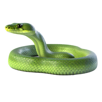 Green snake isolated on transparent background
