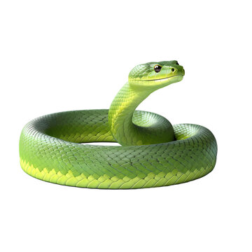 Green snake isolated on transparent background