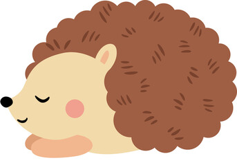 Cute brown hedgehog sleeping isolated