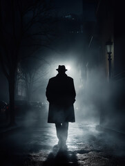 Silhouette of a Detective Man on the Street - Moody Dark Cinematic Tones