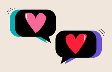 Heart in speech bubble icon. Colorful vector illustration