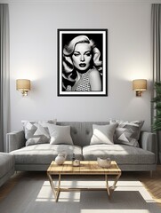 Legendary Icons: Captivating Old Hollywood Wall Art Showcasing Black-and-White Portraits and Cinematic Moments