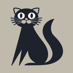 Black cat cute cartoon character 