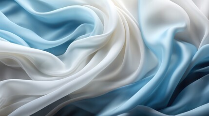 Obraz premium Elegant white and light blue silk background. Luxurious wedding concept. Generative AI
