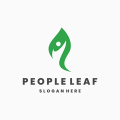 people leaf logo template vector illustration design