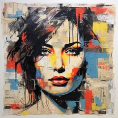 Expressive North American Female Portrait in Abstract Style