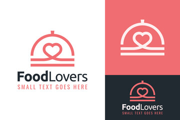 Creative Cloche Plate Love for Food Lovers Logo Design Branding Template