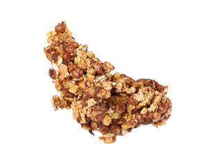 One piece of tasty granola bar isolated on white
