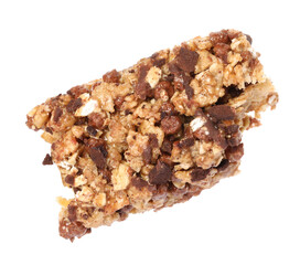 One piece of tasty granola bar isolated on white