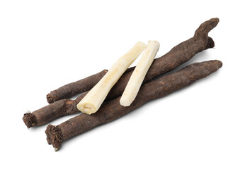 Fresh raw salsify roots isolated on white