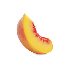 Slice of ripe peach isolated on white