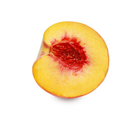 Half of delicious peach isolated on white