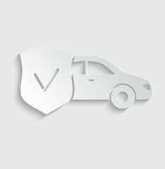 Car protect icon vector shield  car protectior sign auto insurance icon