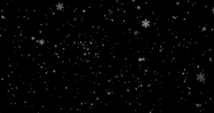 Snow element falling overlay in the winter christmas with black background - winter, slowly falling snow effect - green screen