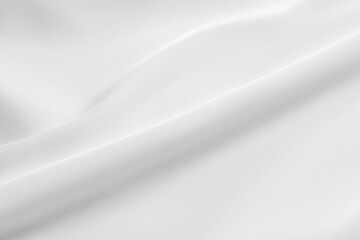 Texture of white silk ripple fabric as background, closeup