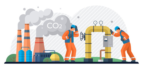 Carbon dioxide vector illustration. The climate crisis intensifies as carbon dioxide continues to accumulate in atmosphere The carbon dioxide concept highlights intricate relationship between gas