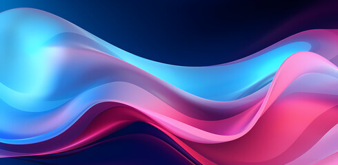 Obraz premium modern abstract background with waves, in the style of light pink and azure, bioluminescence, dreamlike abstraction, light red and dark azure, luminous 3d objects, shaped canvas, energetic abstracts