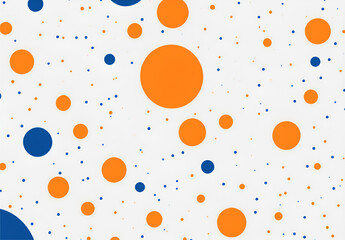 Seamless pattern of orange and blue circles on a white background