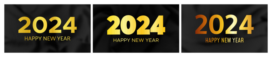 2024 Happy New Year on dark silk background