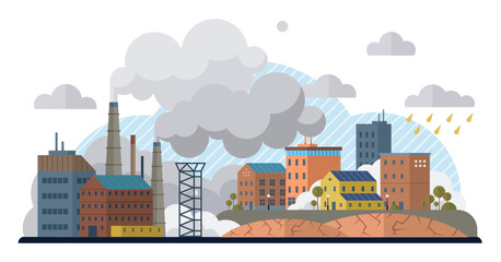 Naklejka premium Carbon dioxide vector illustration. Carbon dioxide, byproduct human activities, jeopardizes environmental sustainability The climate change discourse centers on role carbon dioxide emissions