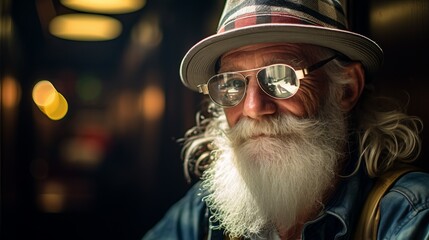 Obraz premium Stylish Man with a Long White Beard