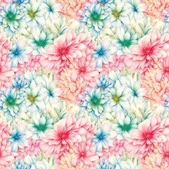 Fototapeta na wymiar Seamless floral pattern in soft pastel colors.