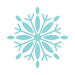 Blue symmetrical snowflake. Isolated icon. Vector illustration