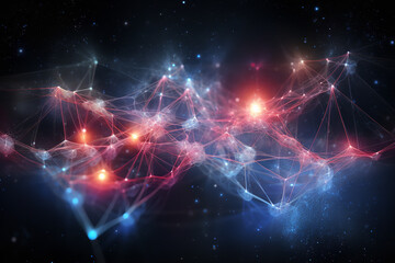  An artistic image visualizing quantum entanglement, depicting distant particles interconnected in...