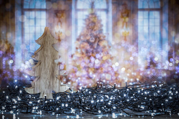 Christmas background of empty space for your decoration with snow and frost. Winter december time and new year time. Mockup of empty place and winter landscape. 