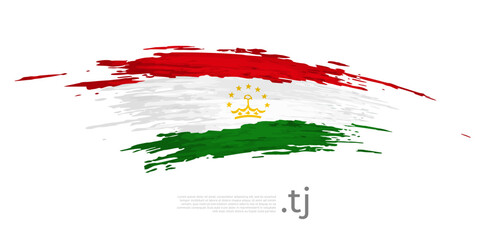 Tajikistan flag. Brush strokes, grunge. Drawn tajik flag on white background. Vector design for national holiday, poster, template, place for text. State patriotic banner of tajikistan, flyer