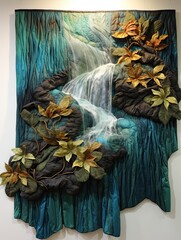 Cascading Fabric Waterfall: Captivating Wall Art Mesmerizing with Flowing Waters
