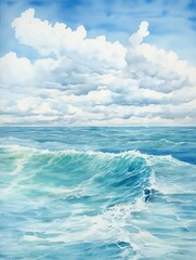 Serenity in Soft Strokes: Watercolor Seascape Wall Art
