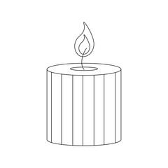 Christmas candle with fire. Winter holiday element.