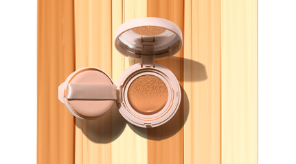beauty cosmetic makeup skincare of smudge cc cream cushion foundation primer; product mockup on...