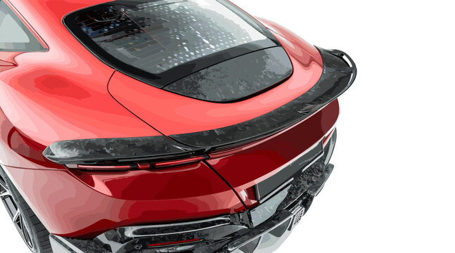 recommend clip art: Sport car Ferrari Roma icon. Editorial red auto Ferrari Roma. Red Ferrari Roma car icon. Rear close-up view of the machine. Isolated sport car for design. Vector icon