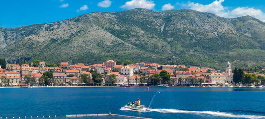 Cavtat, Croatia - August 11, 2023: Cavtat (Croatia) is a popular tourist destination with many hotels and restaurants. Beautiful town Cavtat in southern Dalmatia