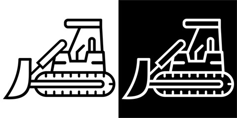 Bulldozer vehicle, construction equipment, work icon