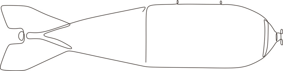 Continuous line vector illustration of a missile.