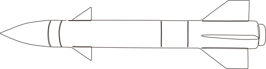 Continuous line vector illustration of a missile.