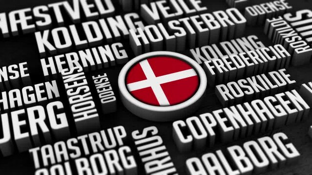 Denmark Word Cloud Collage in 3D
