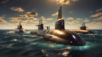 A submarine fleet in combat operations.