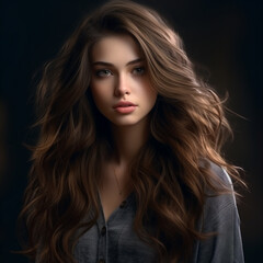 Naklejka premium a portrait beautiful young woman with beautiful long hair