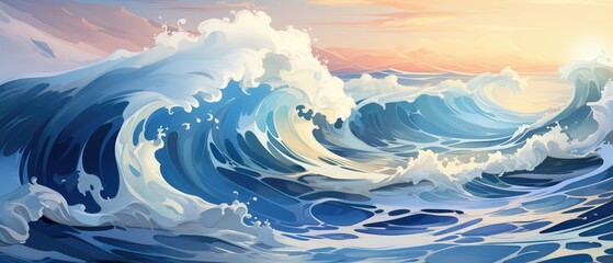 Fototapeta na wymiar Dive into Stylized Waves Style Backgrounds—abstract, stylized portrayals of ocean waves, offering a visual immersion into the rhythmic dance of the sea.