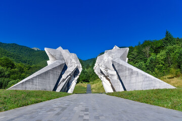 Sutjeska National Park, Bosnia and Herzegovina - August 01, 2023: The World War II monument in...