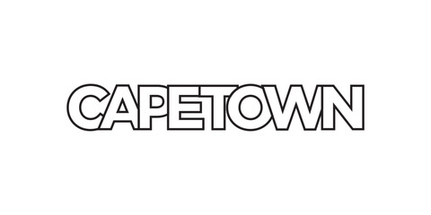 Cape Town in the South Africa emblem. The design features a geometric style, vector illustration with bold typography in a modern font. The graphic slogan lettering.