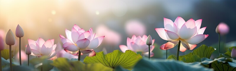Beautiful lotus flowers banner	