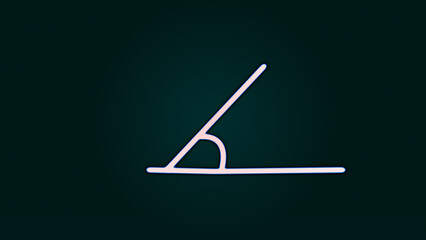 45-degree acute angle, simple icon background Flat design. Purple neon on a black background. Mathematical concepts, Education