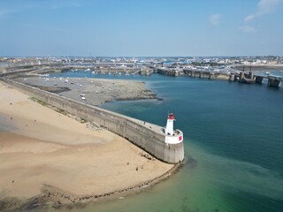 St Marlo France harbour Lighthouse drone,aerial .